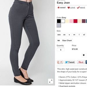 Grey American Apparel Easy Jeans